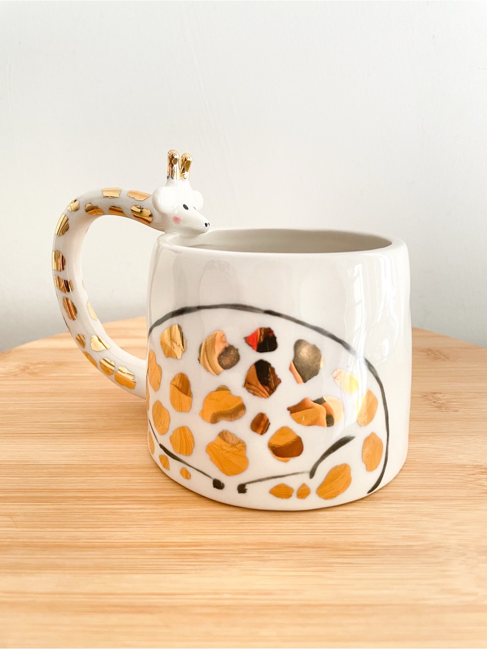 Anthropologie & Gail CC Fauna Fete Ceramic Giraffe Mug Ivory/Gold - Retired